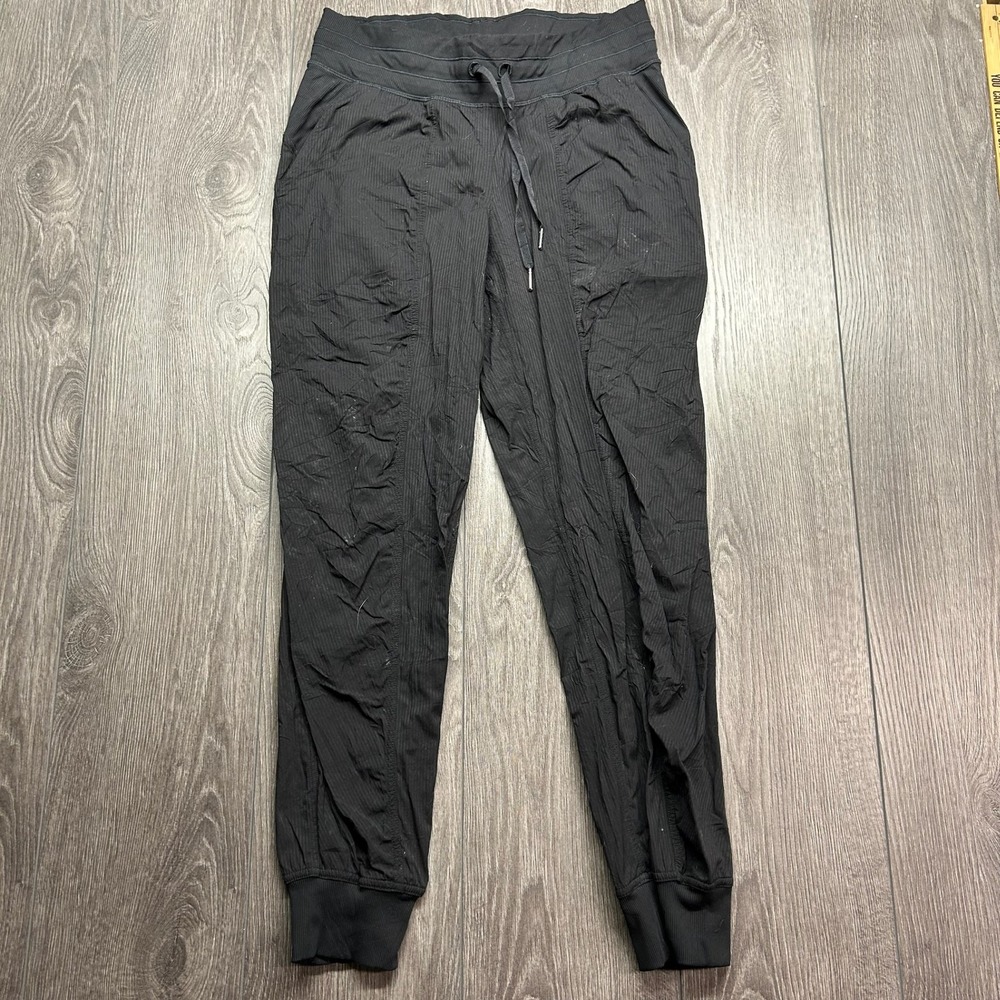 Lululemon Dance Studio Jogger Size 6 Black Pinstripe Woven Pants Womens Y2k